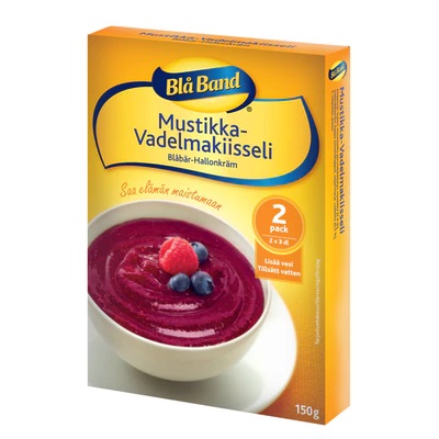 Blå Band Mustikka-Vadelmakiisseli 2x75g